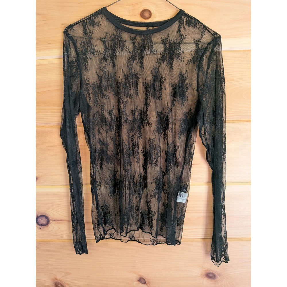 Sheer Floral Lace Top Womens M Gothic Whimsigoth Grunge Romantic Dark Academia